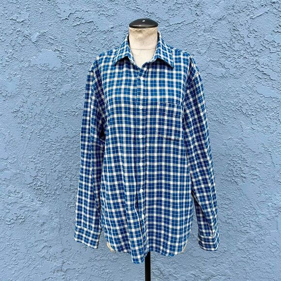 J. Crew Cotton button Down Men's Medium Blue Plaod Shirt - Picture 1 of 8